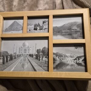 MELANNCO  5 OPENING COLLAGE PHOTO FRAME & WOOD STORAGE BOX